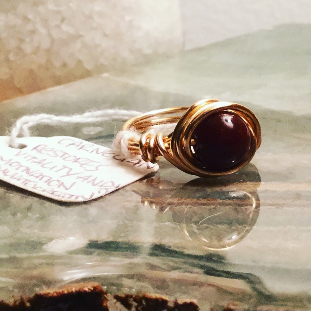 Boho style ring carnelian